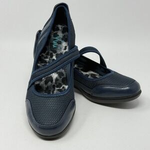Yuu Wade Womens Navy Blue Mesh Mary Jane Flats Shoes 9 M Preppy Boho Academia